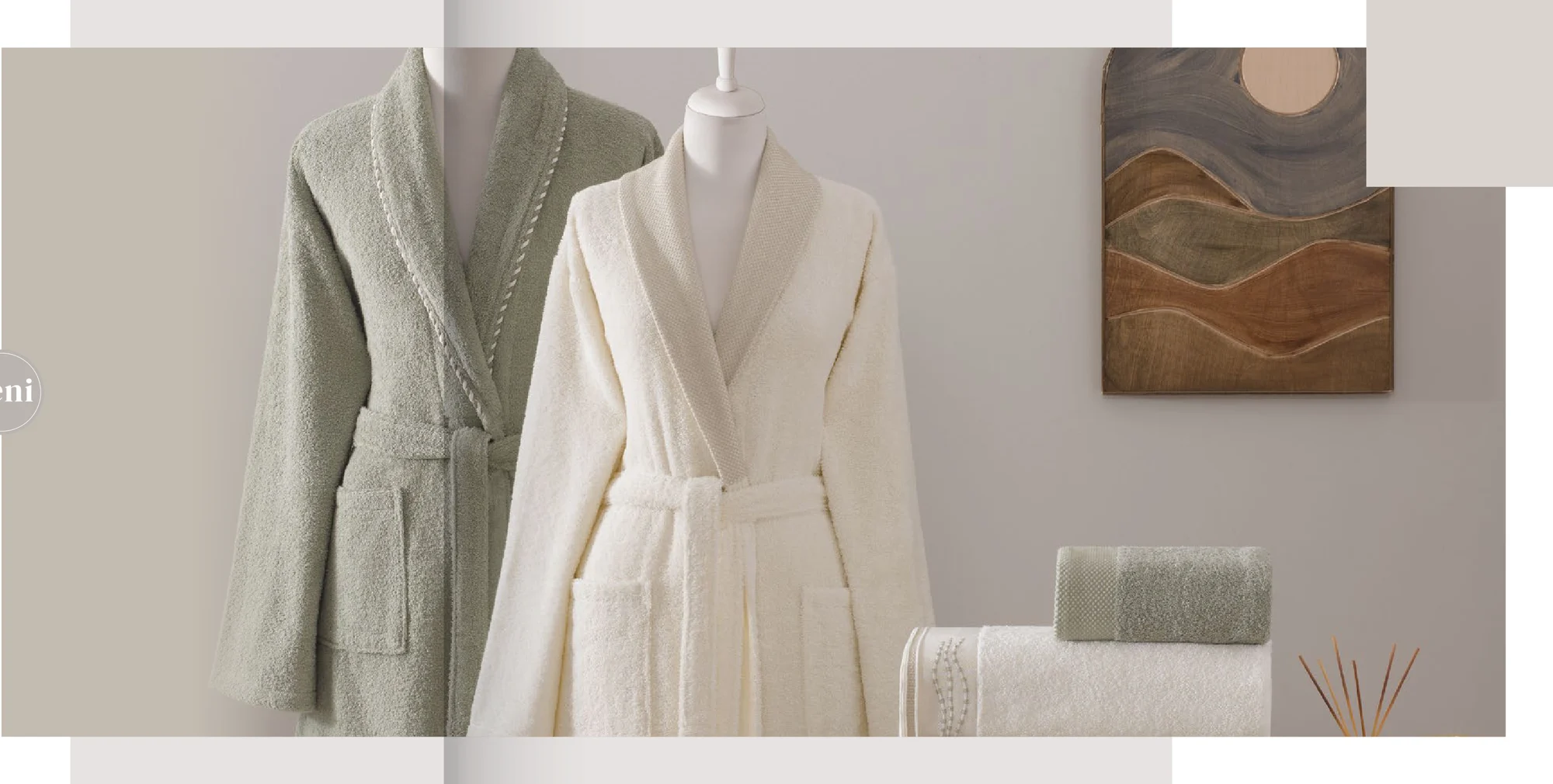 TAÇ Petrina Pure Cotton 6 parça nakışlı aile setleri · Ekru-Adaçayı