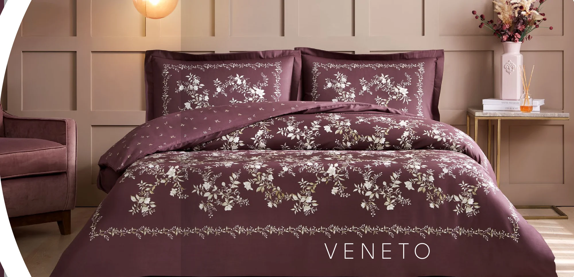 TAÇ Veneto Saten nevresim takımları (çift kişilik) · Mürdüm